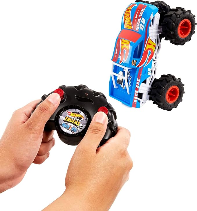 Hot Wheels RC Monster Trucks Race Ace 1:24 Scale, 1 Remote-Control Vehicle with Large Tires & All-Wheel Drive, Toy for Kids 4 Years Old & Up