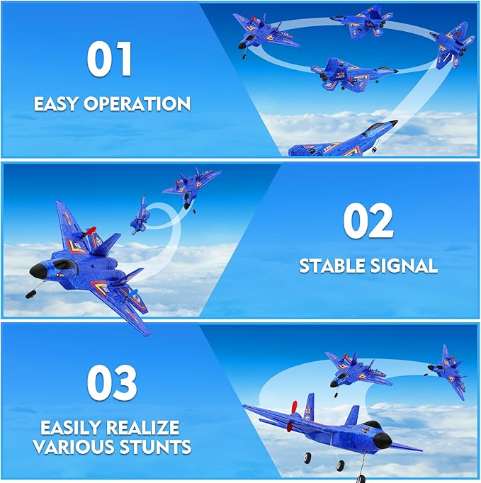 F22 RC Plane, Remote Control Airplane, 2.4Ghz Ultra Long Endurance Raptor RC Fighter Jet Toy Airplanes for Kids Beginners Boys Girls