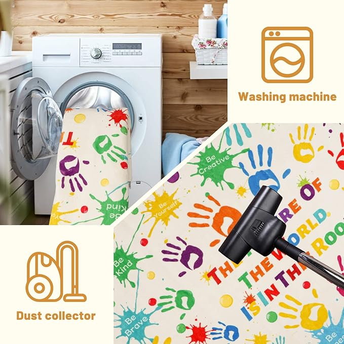 Colorful Kids Rug, Washable Area Rug for Kids Bedroom, Non-Slip Play Mat Ultra Soft Thick Indoor Plush Rugs for Playroom Classroom Nursery Decor (78.7 X 59 INCH)