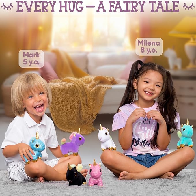Naturally KIDS Stuffed Animal, Toddler Gifts for Boys, Girls, Plush Unicorn Toys Set 6
