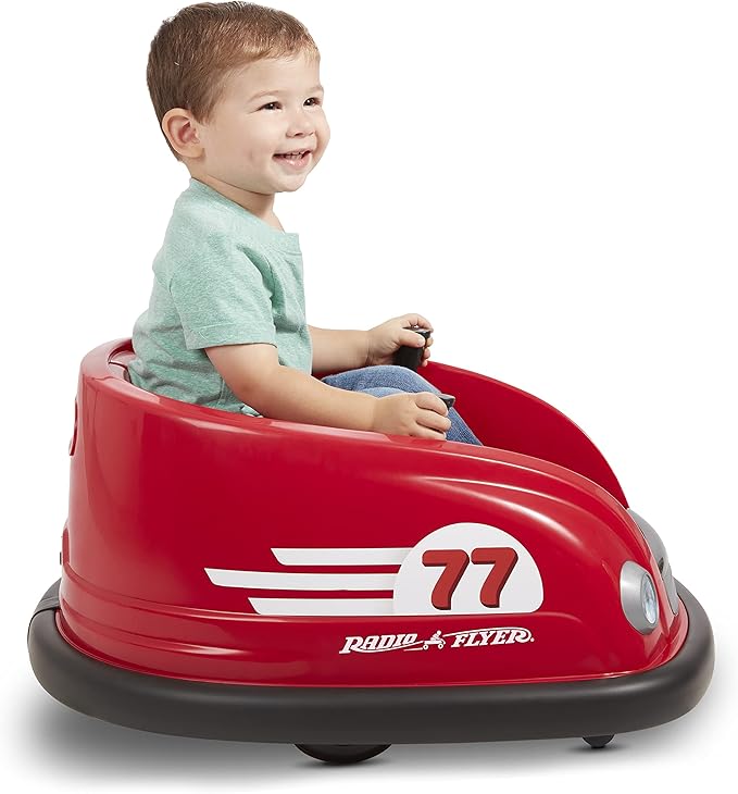 Radio Flyer 6V Battery Powered Bumper Car, Electric Ride On with Remote, Toddler Ride On Toy for Ages 1.5+ Years