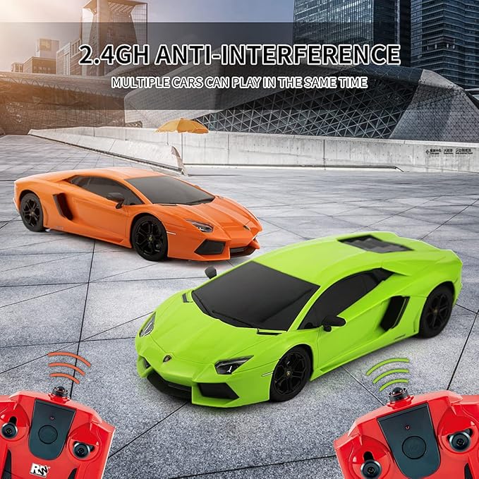 QUN FENG RC Car 1:18 Lamborghini Aventador 2.4G Radio Remote Control Cars Electric Car Sport Racing Hobby Toy Car Grade Licensed Model Vehicle for Kids, Green