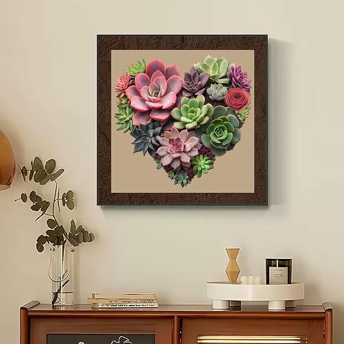 Heart Succulent Wooden Puzzles for Adult,500 Pieces Unique Shaped Flower Wooden Jigsaw Puzzles for Adults and Kids,Extra Thick 5MM,Family Game,Birthday Gift17.3"x18.4"