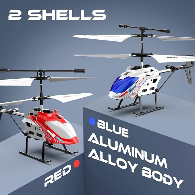 DEERC Remote Control Helicopter, 3.5 CH Altitude Hold RC Helicopters w/Gyro for Beginner, 2 Shells LED Light One Key Take Off/Landing, 2.4GHz Aircraft Indoor Flying Toy for Kids Boys Girls