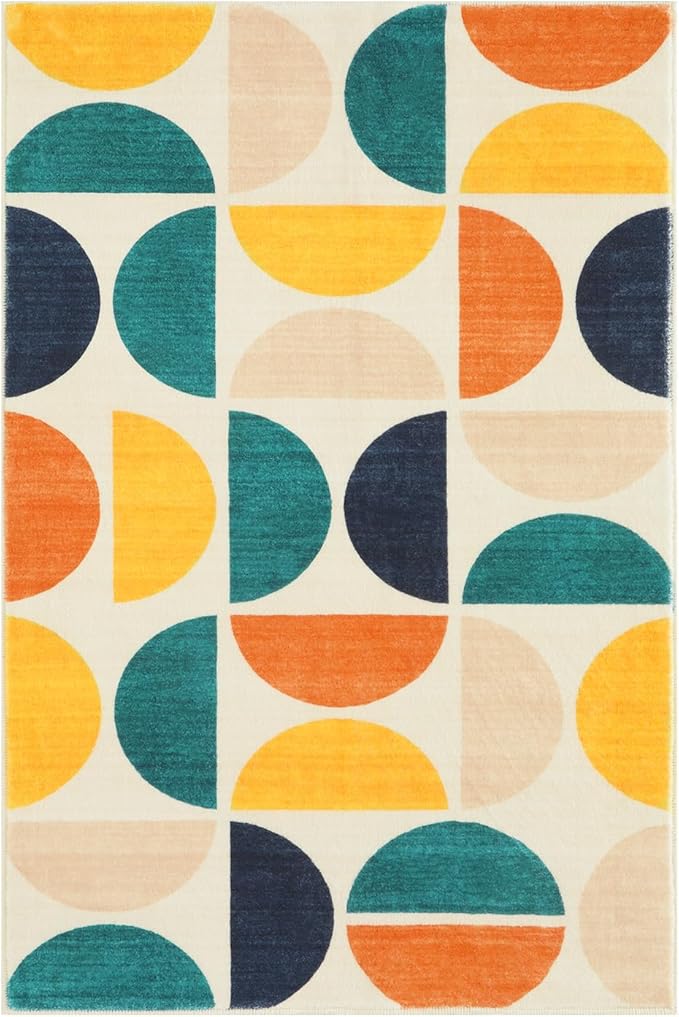 Lahome Boho Area Rug, 3X5 Rug for Bedroom Non-Slip Colorful Rugs, Soft Foldable Washable Rug Low-Pile Throw Rugs for Living Kids Dining Room Classroom Office Entryway(Blue/Mulit,3'x5')