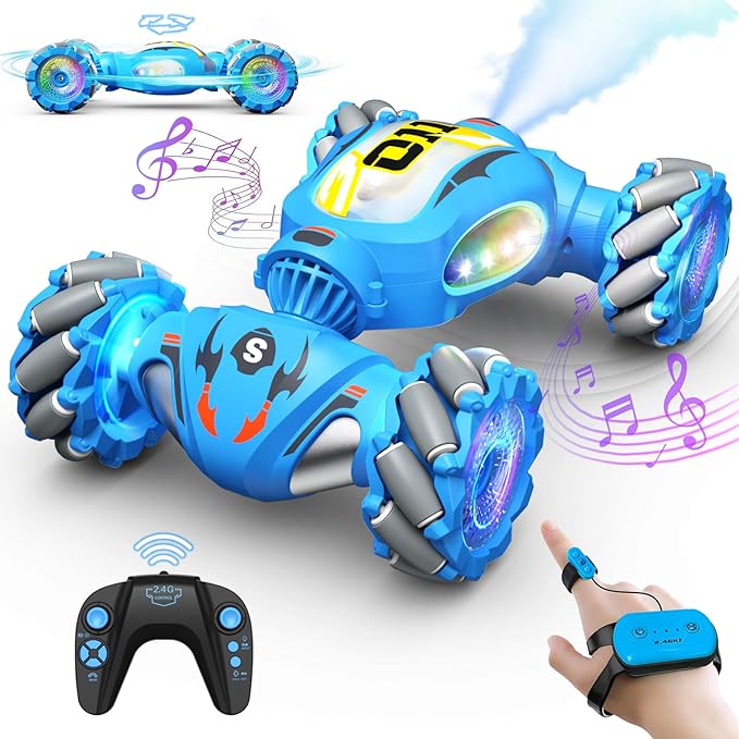 Remote Control Car,Gesture Sensing Rc Stunt Car for Boys,2.4GHz 4WD Toy Cars with Lights Music Spray Birthday Gifts for Teen & Girls,360°Rotate Transform Drift Rc Cars for Boys Age 5 6 7 8 9 10