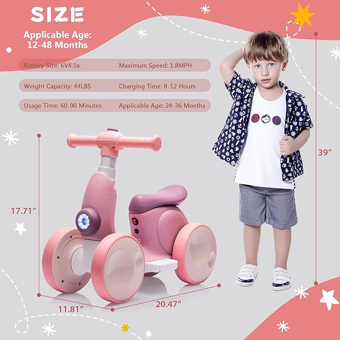 6V Electric Baby Balance Bike with Bubble Machine,4 in 1 Toddler Balance Bike w/Remote for 1 Year Old Boys Girls Kids Bubble Bike Ride on Toys w/Powered Motor,Music,LED Lights (Purple)