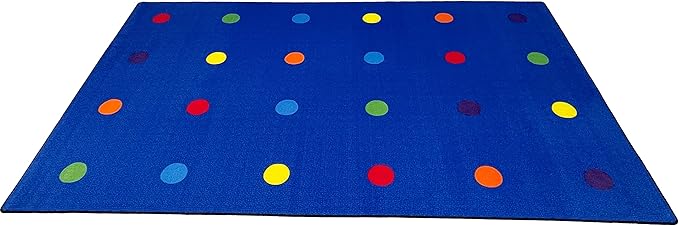 KidCarpet On The Spot Seating Classroom Rug, 4' x 6' Rectangle, Multi on Blue