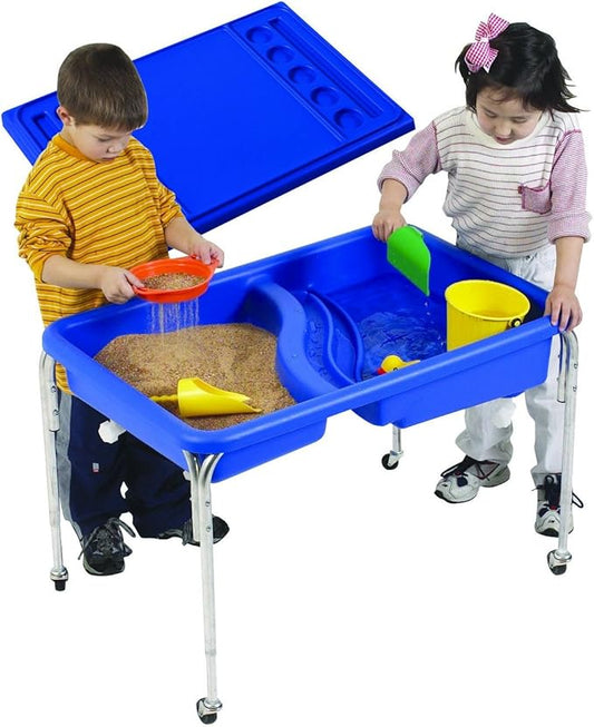 Children's Factory Neptune 24" Large Sensory Table, Sandbox with Lid, Water Table for Kids Blue