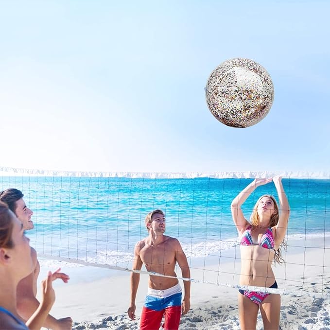 12 Pack Inflatable Beach Balls Bulk 16" Glitters Pool Toys Balls for Pool, Beach, Summer Pool Party - Swimming Pool Game Water Beach Toys Kid Party Favor Decorations Summer Blow Up Beach Ball