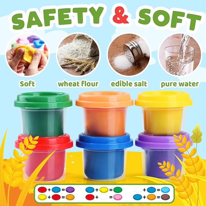 PLAY Farm Animals Clay Sets for Kids Ages 4-8, Color Dough Kit with Animal Molds, Non-Toxic & Safe Toys Gifts for Boys Girls 4-6