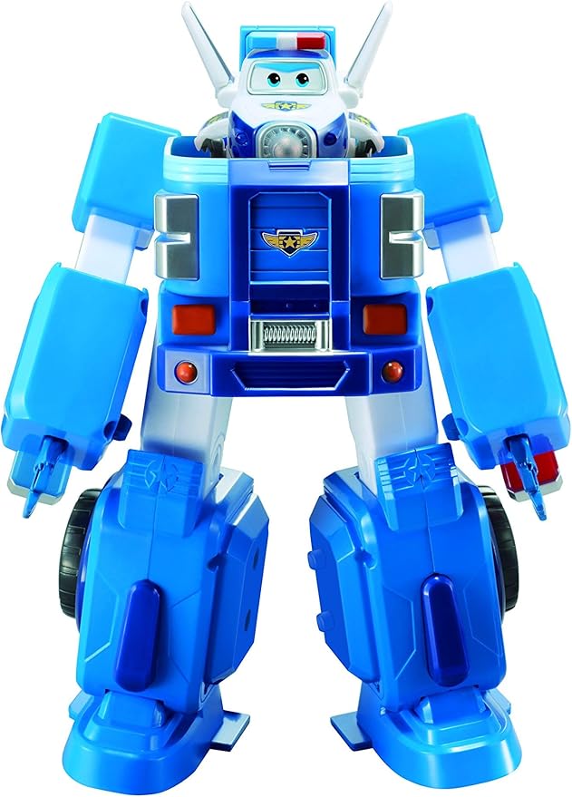 Super Wings 7" Paul's Police Cruiser with 2" Transform-a-Bot Paul Mini Figure, Transforming Airplane Toys Vehicle Set, Fun Preschool Toy Plane for 3 4 5 Year Old Boys and Girls, Birthday Gift