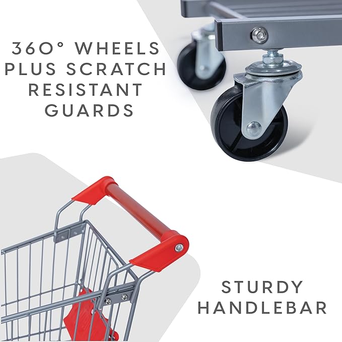 Milliard Toy Metal Shopping Cart - Supermarket Pretend Play Grocery Cart for Kids and Toddlers