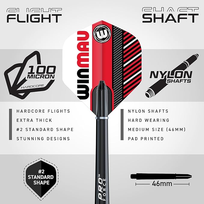 Winmau Darts - Masters Pro Premium Bristle Dartboard Set - Includes Dart Board, Darts, Flights, Shafts and Oche Strip - Professional Steel Tip Darts & Dart Board for Adults