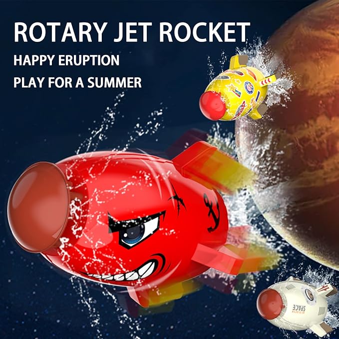 Rocket Sprinklers Kids Toys Water Splash Rocket Outdoor Water Play for Kids Rocket Sprinklers Toy Water Blaster Rockets Summer Garden Lawns Water Toys Spray for Kids 3 Years and Up (Red)