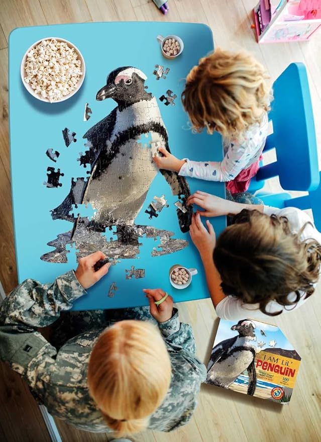 Madd Capp Puzzles Jr. - I AM Lil’ Penguin - 100 Pieces - Animal Shaped Jigsaw Puzzle
