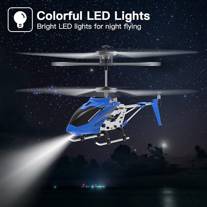 Cheerwing Remote Control Helicopter,SYMA S107H Mini RC Helicopter with Gyro,Altitude Hold, One Key Take Off/Landing for Adults Kids(Blue)