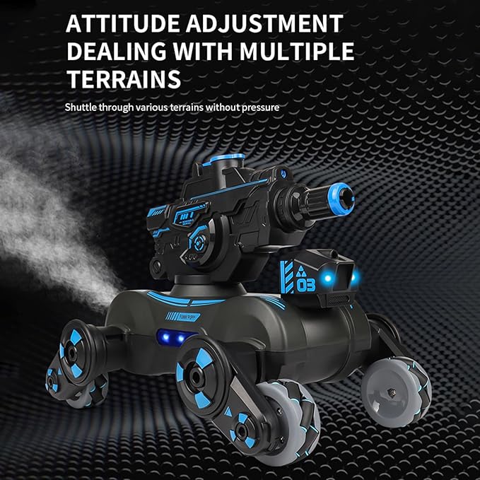 RC Tank That Shoots, RC Stunt Car Shooting Water Bullets, Gesture Sensing Remote Control Tank with 360?Rotation, Spray, Light and Music, 2.4GHz 4WD All Terrains RC Cars for Kids (White)