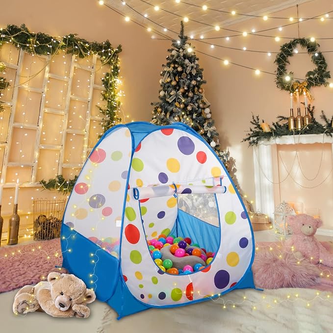 EocuSun Pop Up Playhouse, Ball Pit Kids Play Tent for Indoor & Outdoor, Foldable Tent for Kids Girls & Boys Toys (Balls Not Included) (Blue)
