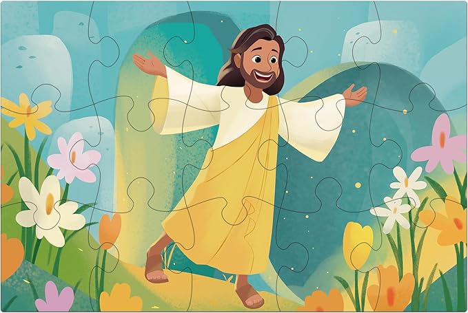 Bible Themed 4-in-1 Wooden Jigsaw Puzzles in Box, 15 Piece Each, Christian Religious Nativity Toys for Kids, Easter Christmas Puzzle for Kids (New Testament)