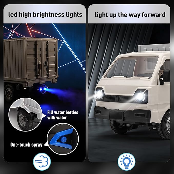 RC Car 1/16 RC Drift Car RTR Remote Control Racing Pickup Truck 2WD Truck Drift Crawler Off Road 2.4G with Spray Music and Light Vehicle Hobby Grade Toy Model for Kids and Adult (White-2)