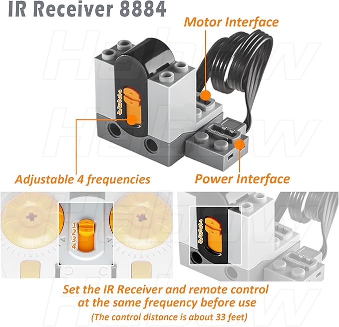 45Pcs Power-Function Technic-Parts Kit M/L/XL/Servo/Train-Motor IR Speed Remote Control Battery Box IR Receiver Extension Wire Light Cord Control Switch Compatible with Lego-Motor-Kit.