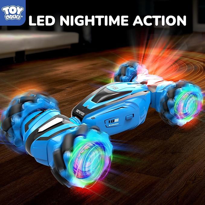TOY Life RC Stunt Car, 2.4GHz 4WD Light Up Hand Controlled RC Car Double Sided 360°Rotating Gesture Sensing Remote Control Cars Birthday Gift Toys for Boys Age 8-12