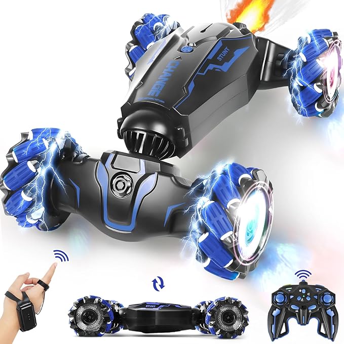FEIMUOSI Remote Control Car - RC Car Stunt Toys Gesture Sensing RC Drift Rechargeable Transformer 360° Rotating Hand Controlled Toys Christmas Birthday Gifts for Boys Kids