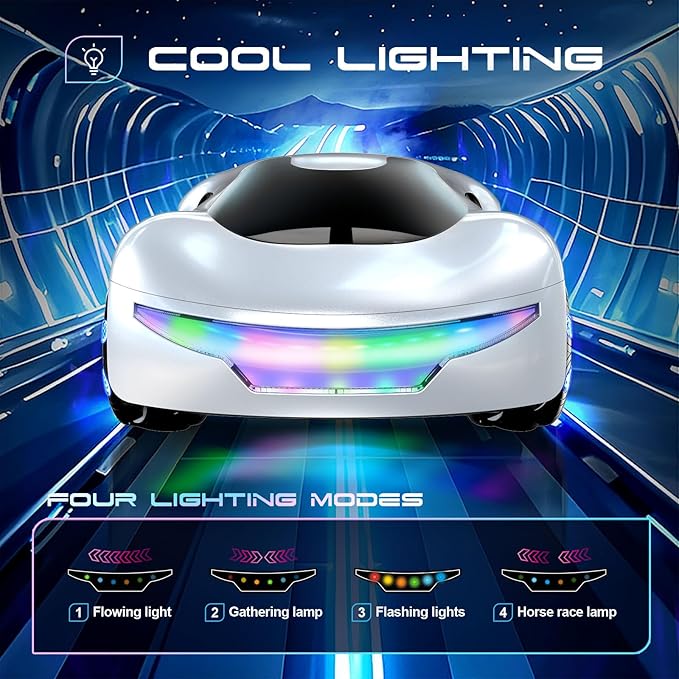 WSHlMIN Futuristic Remote Control Car, Gesture Sensing Rc Stunt Car with Light Spray & Sound, 360° Rotate 2.4GHz RC Cars Toy for Boys 8-12, Birthday Presents for Kids Age 8 9 10 11 12 13 14 (White)