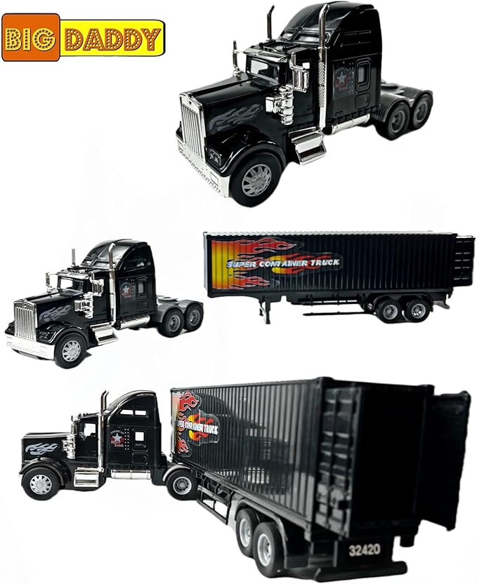 Big-Daddy Heavy Duty Tractor Trailer Cargo Transporter with Remote-Controlled Cargo Hold