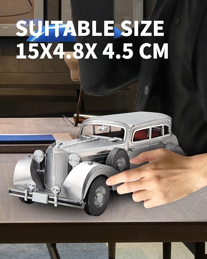 Piececool 3D Puzzles for Adults, Bulletproof Sedan 770k Metal Model Kits, Car Building Kit DIY Puzzle Set, Christams Gifts -154 Pcs