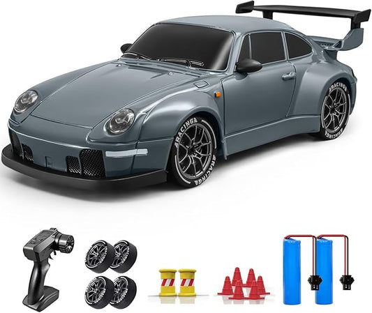 ACAMMZAR RC Drift Car, 1:24 Remote Control Car for Kids, 20KM/H 4WD High Speed RC Cars with LED Lights, Two Batteries, Extra Drifting Tires, Vehicle for Adults Boys Girls