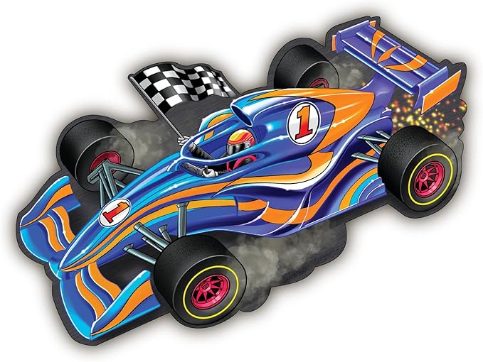 Peaceable Kingdom Giant Floor Puzzles with Uniquely Fun Shaped Pieces for Kids Ages 3+ Gifts for Boys and Girls - Racecar