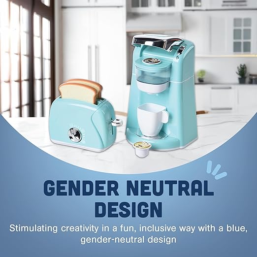 Constructive Playthings My Kitchen Series, Kids Play Toaster, Toy Coffee Machine for Imaginative Play, Learning Toy for Children Ages 3+