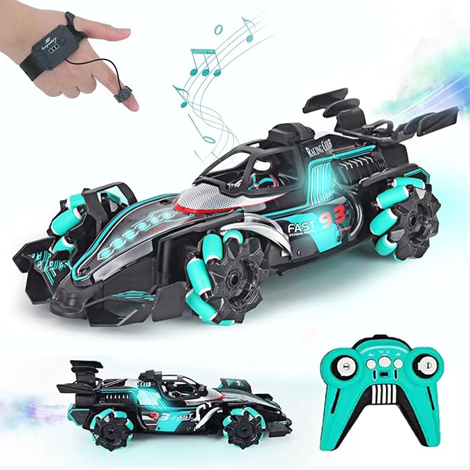 Gesture Sensing RC Stunt Car - Hand Controlled Remote Control Car 4WD Offroad 360° Rotation with Light Music Spray, RC Drift Car Toys for 6-12 Year Boys, Cool Birthday Gifts for Kids
