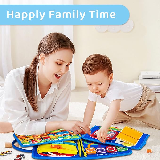 Busy Board Montessori Toys for 3 4 Year Old, Educational Activity Sensory Preschool Learning Toys for Toddlers, Travel Toys for Airplane Car,Pretend Play Toys for Boys Girls Birthday Gifts