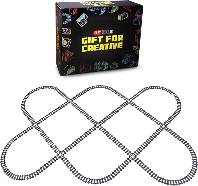 103pcs-City Train Tracks Extension Accessory Set, Compatible with Major City Train Sets 60205 60238, Railroad Building Toy for Kids, Gift for Train Enthusiasts-40 Curved 56 Straight 7 Crossing Rails