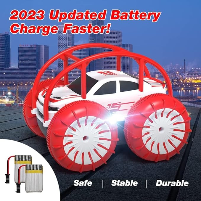 MaxTronic Amphibious Remote Control Car for Kids,Rechargeable RC Stunt Car Toy 2.4Ghz 360° Flips Rotation 15KM/H 4WD All Terrain Offroad Truck for Girls Boys 3 4 5 6 7 8 9 10 11 12