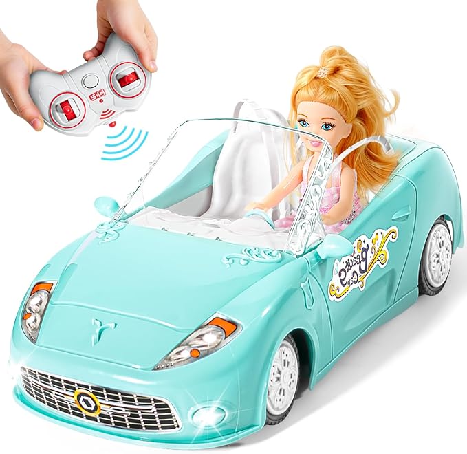 Remote Control Car, RC Cars for Girls, Rechargeable Racing, 1:18 Scale 2.4Ghz Toy for Kids with Doll, Rc Toys Car Birthday for Girls Kids