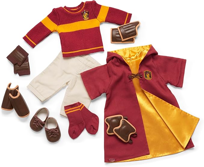 American Girl Harry Potter 18-inch Doll Gryffindor Quidditch Uniform Outfit with Robe Featuring House Crest, For Ages 6+
