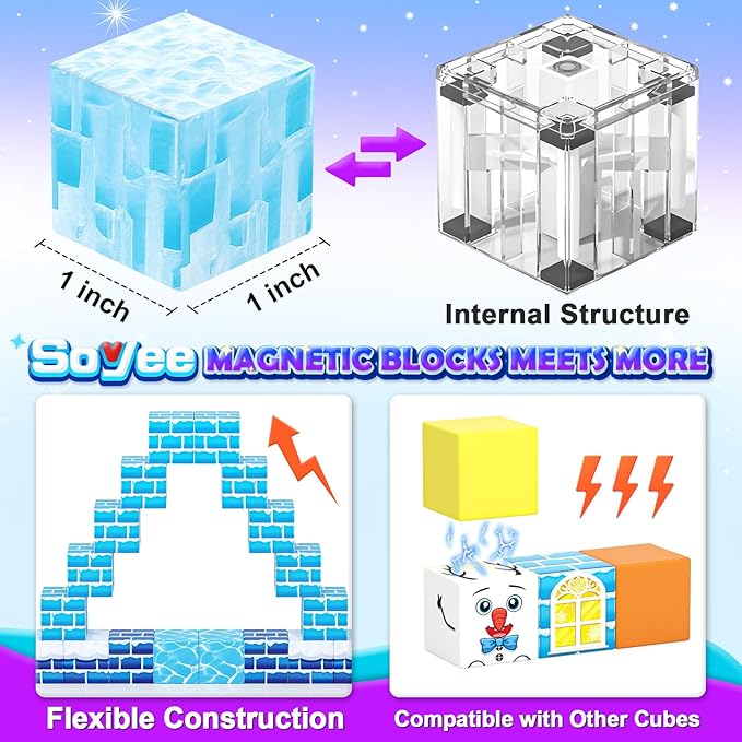 Magnetic Blocks Kids Toys - Build Mine Magnet World Set for Boys & Girls Ages 3-5 5-7 6-8 8-12 Building Sensory Toys 1'' Magnetic Cubes 3 4 5 6 7 8+ Year Old Girls Birthday Gifts