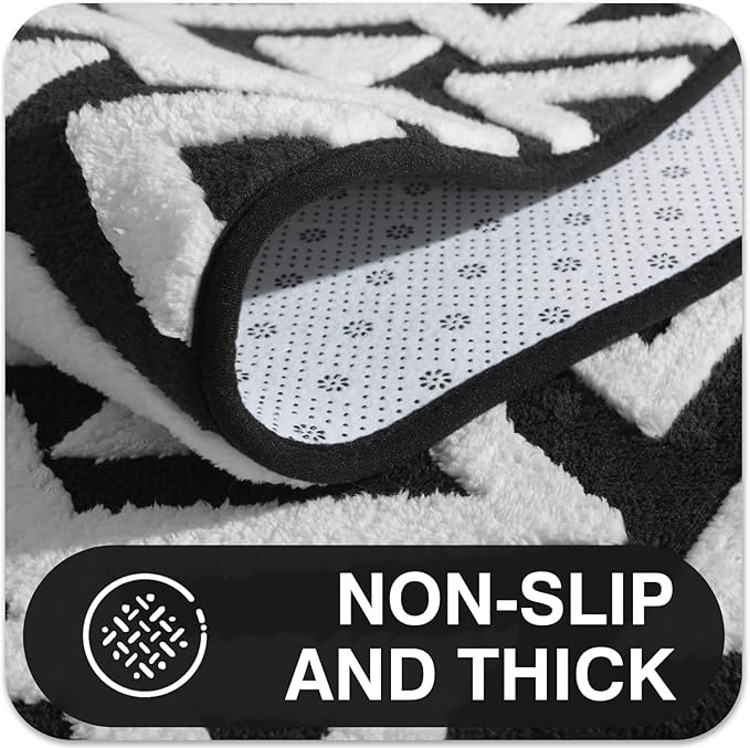 Ompaa Ultra Soft Geometric Bedroom Rugs Memory Foam Carpet, Black 5 x 8 Feet, Cozy Area Rugs for Living Room Couch Dorm Bedside Kids Girls Teens Room Nursery Decor Floor Mat