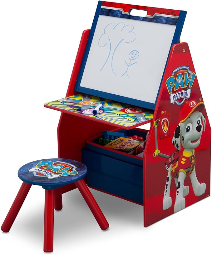Delta Children Deluxe Kids Art Table | Easel, Desk, Stool, Toy Organizer, Nick Jr. PAW Patrol