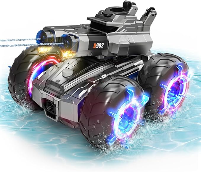 Amphibious Remote Control Car with Water Gun,Waterproof Monster Truck Toys,Rc Boat Summer Water Swimming Pool Toy,Gesture Sensing RC Stunt Cars,Birthday Gifts for Boys Girls Teens 8 9 10 11 12 13+ yrs