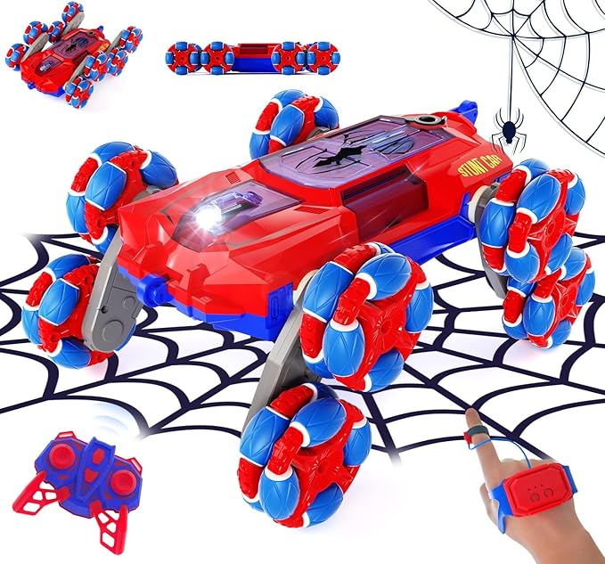 28C 8WD Gesture Sensing RC Stunt Car, 2.4Ghz Hand Remote Control Toy for Boys Age 8-13, Spider with Light & Sound, Rotation Remote Control Car for Christmas & Birthday Gifts