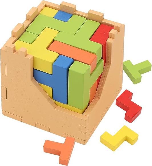 Sharp Brain Zone 3D Wooden Puzzle Cube (9Z 16T Style) | Colorful, Eco-Friendly Wooden Puzzle for Mental Stimulation, Focus, and Problem-Solving Fun | Challenging Brain Teaser for Adults and Kids