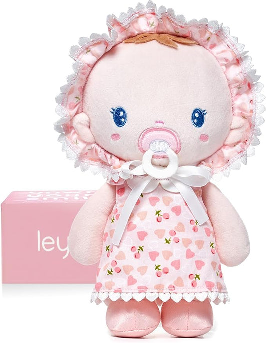 Soft Baby Doll Toys (9''), My First Baby Rag Doll for 1 Year-Old Girl Birthday Gift, Christmas Plush Toys Gift for Toddler Kids Infants-Cherry Baby