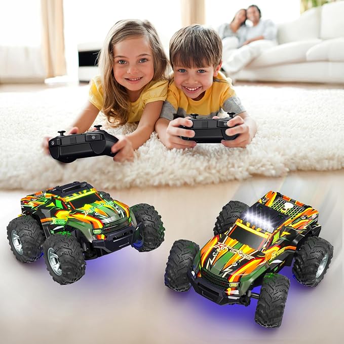 Remote Control Car for Boys, 1:16 Scale All Terrain RC Cars,High Speed 25Km/h Fast Car with Colorful Led Light and Spray, 2x1300mAh Rechargeable Battery RC Truck, Toy Car Gift for Teen Boys Girl Kids