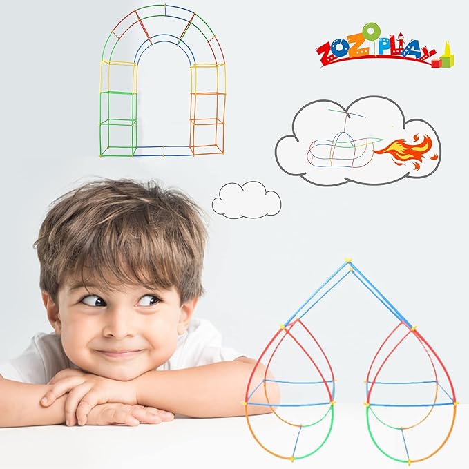 ZOZOPLAY Straw Constructor STEM Building Toys 800 Piece Straws and Connectors Building Sets Colorful Motor Skills Interlocking Plastic Engineering Toys Best Educational Toys Boy & Girl