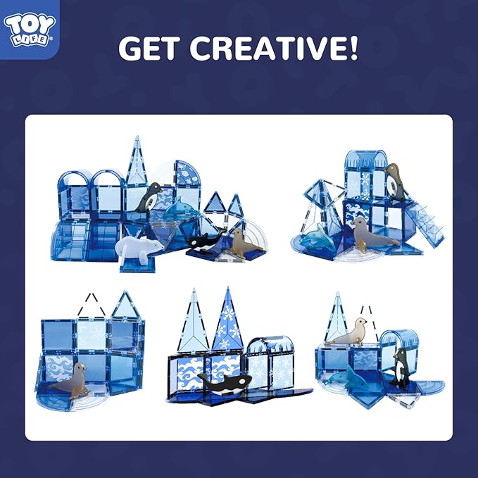 TOY Life Magnetic Tiles 56pcs Magnet Building Toys for Kids Ages 4-8, Magnetic Toys for Toddlers 3+, Magnet Tiles Educational Construction Toys, Magnetic Building Tiles Toddlers Christmas Toy Gift